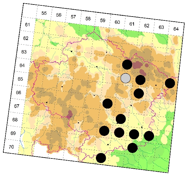 Mapa výskytu - kozlíček dazule - Acanthocinus aedilis