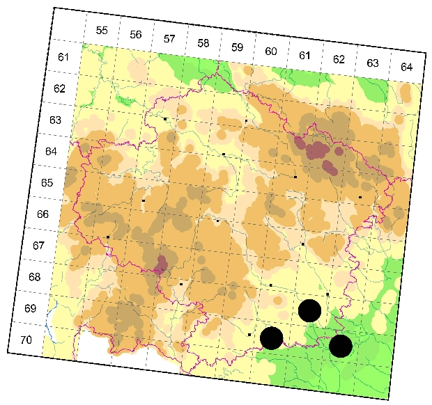 Mapa výskytu - kozlíček - Agapanthia dahli
