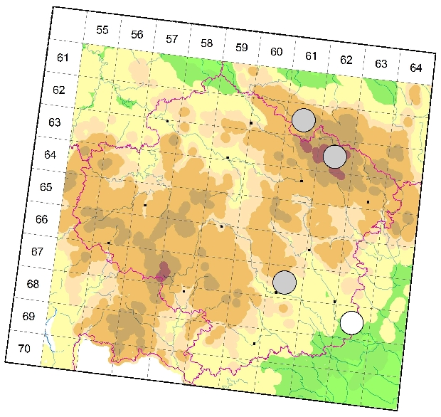 Mapa výskytu - plachetnatka zoubkatá - Agyneta fuscipalpa