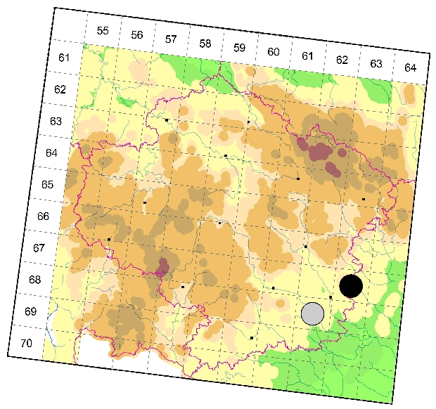 Mapa výskytu - tesařík - Akimerus schaefferi