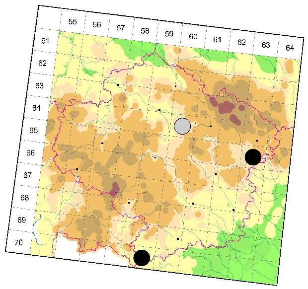 Mapa výskytu - tesařík - Anastrangalia dubia