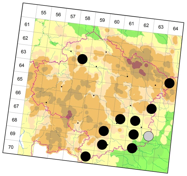Mapa výskytu - střevlíček - Anisodactylus signatus