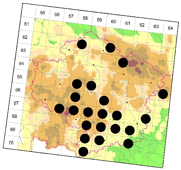 Mapa výskytu - tesařík pižmový - Aromia moschata