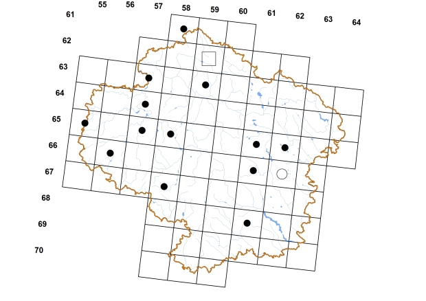 Mapa výskytu - řemeník svinutý - Bathyomphalus controtus
