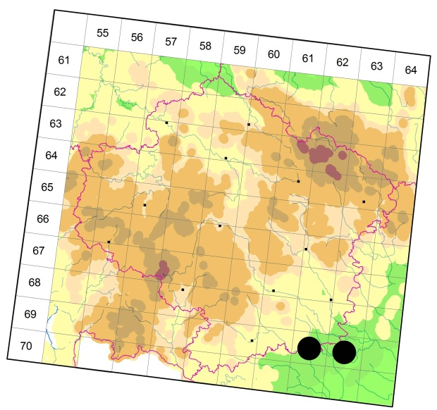 Mapa výskytu - prskavec - Brachinus psophia