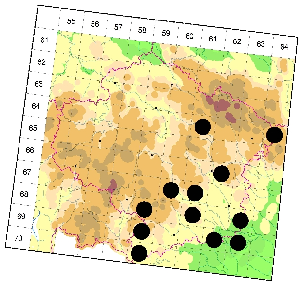 Mapa výskytu - kozlíček - Calamobius filum