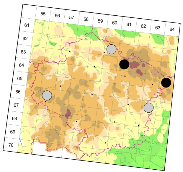 Mapa výskytu - střevlíček - Calathus micropterus