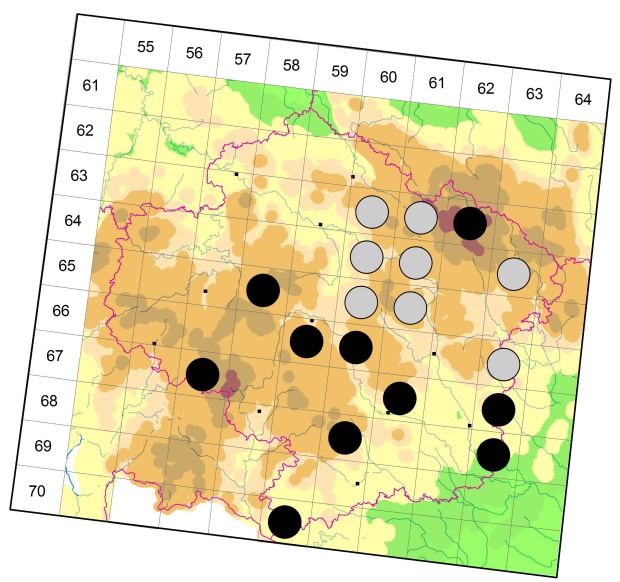 Mapa výskytu - střevlík vypouklý - Carabus convexus