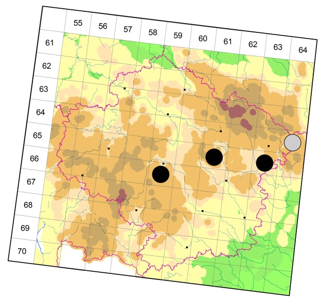 Mapa výskytu - střevlík nepravidelný - Carabus irregularis