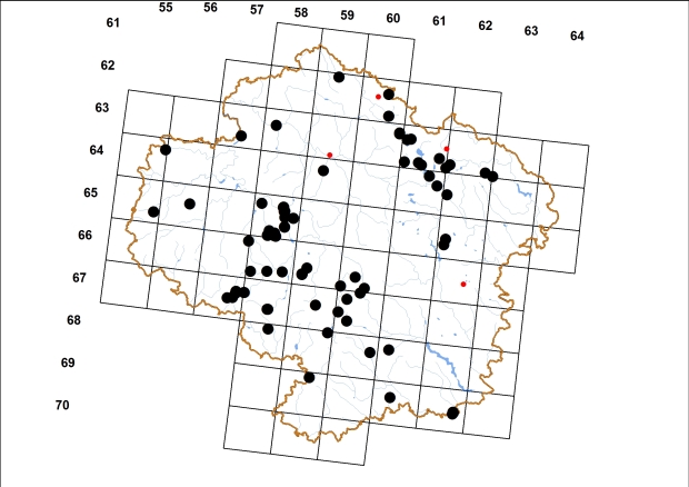 Mapa výskytu - síměnka nejmenší - Carychium minimum