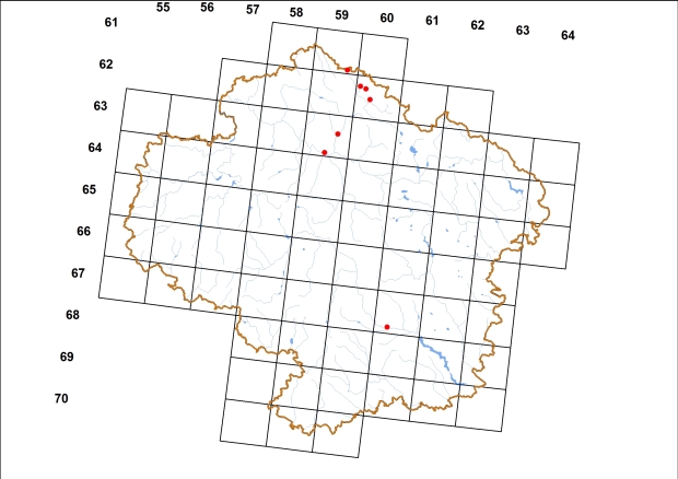 Mapa výskytu - bezočka šídlovitá - Cecilioides acicula