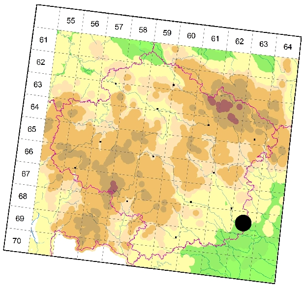 Mapa výskytu - zápřednice ozdobná - Cheiracanthium elegans