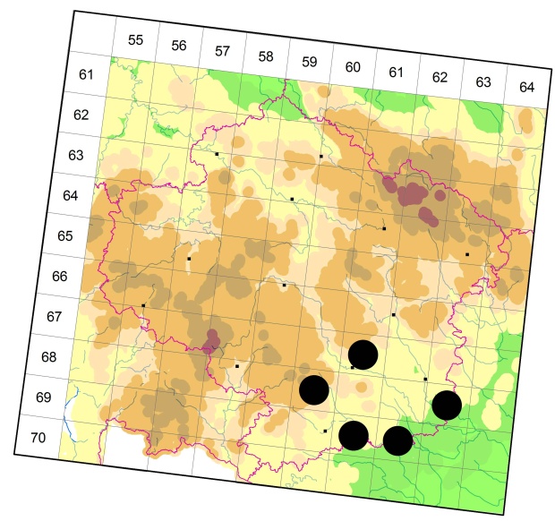 Mapa výskytu - střevlíček - Chlaenius nigricornis