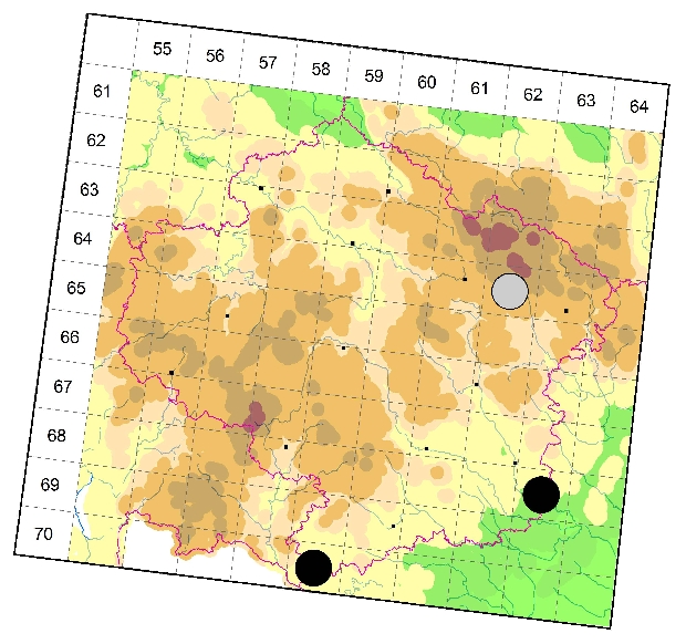 Mapa výskytu - tesařík - Chlorophorus varius