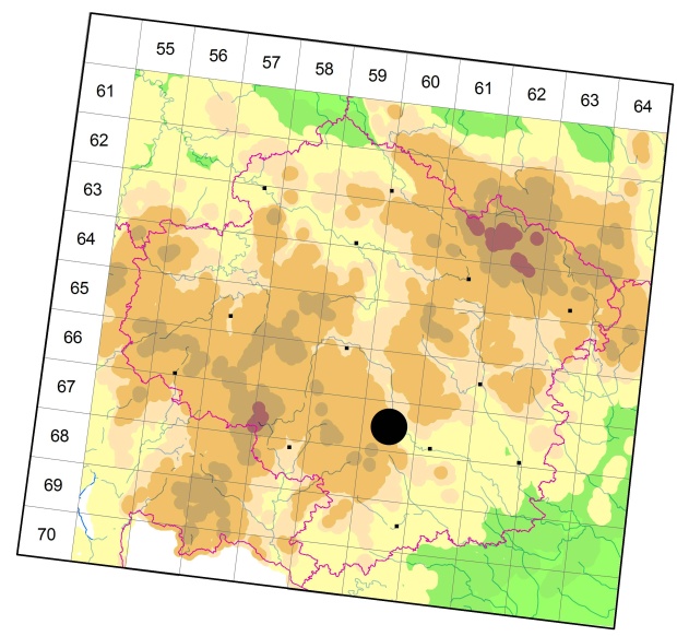 Mapa výskytu - svižník zvrhlý - Cicindela hybrida