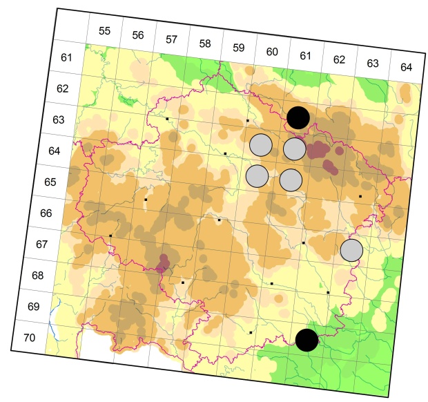 Mapa výskytu - svižník lesomil - Cicindela sylvicola
