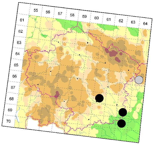 Mapa výskytu - skálovka trpasličí - Civizelotes pygmaeus