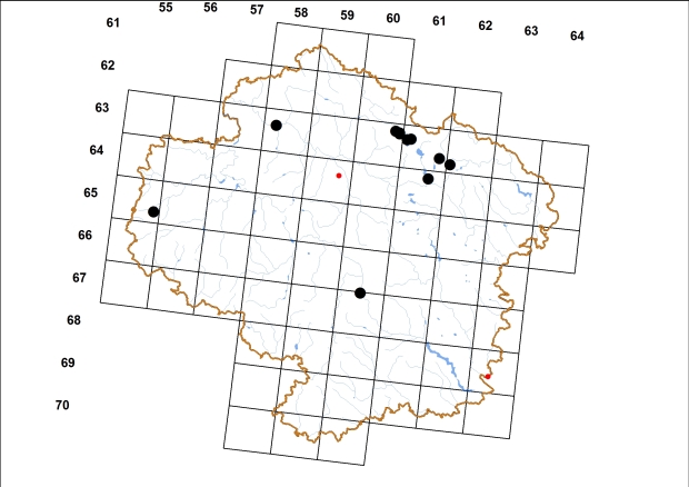 Mapa výskytu - závornatka kyjovitá - Clausilia pumila