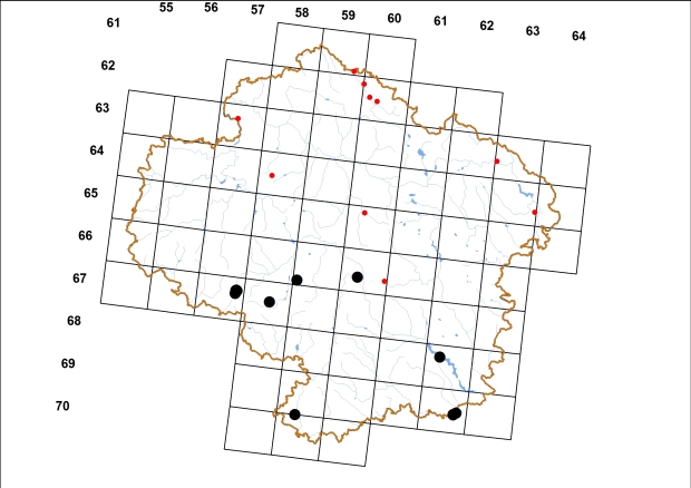 Mapa výskytu - oblovka drobná - Cochlicopa lubricella