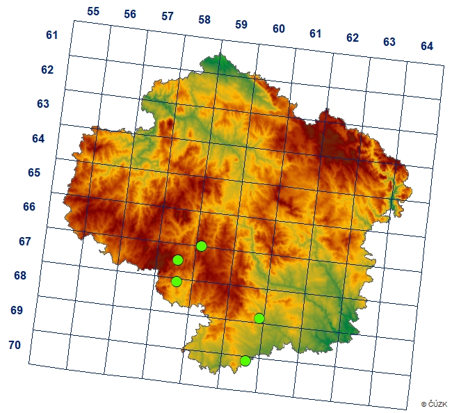 Mapa výskytu - pavoučík - Damaeus sp.