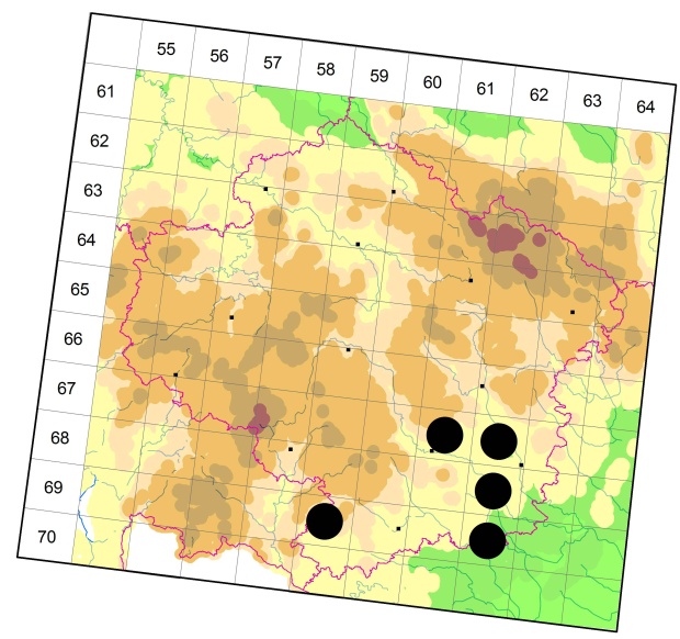 Mapa výskytu - střevlíček - Diachromus germanus