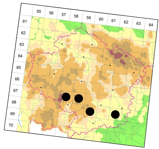 Mapa výskytu - střevlíček - Dicheirotrichus placidus