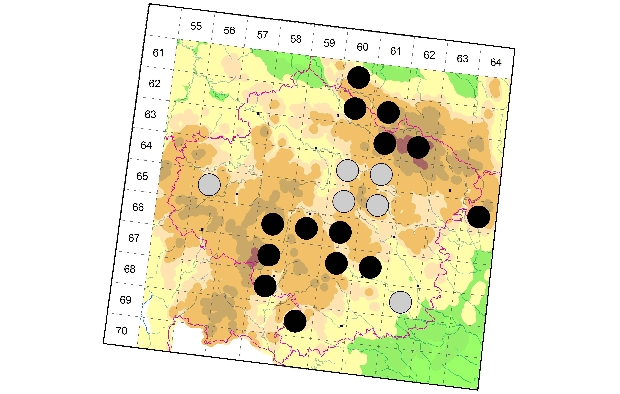Mapa výskytu - rákosníček - Donacia versicolorea