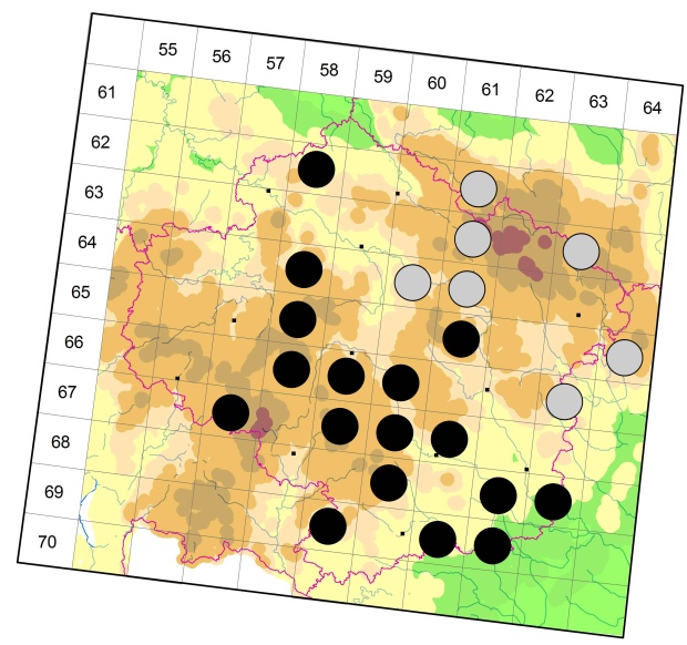 Mapa výskytu - střevlíček - Elaphrus riparius