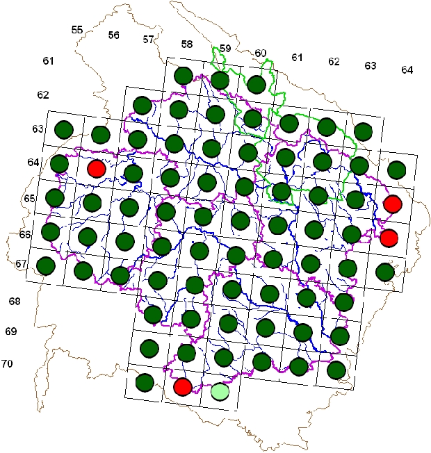 Mapa výskytu - lyska černá - Fulica atra