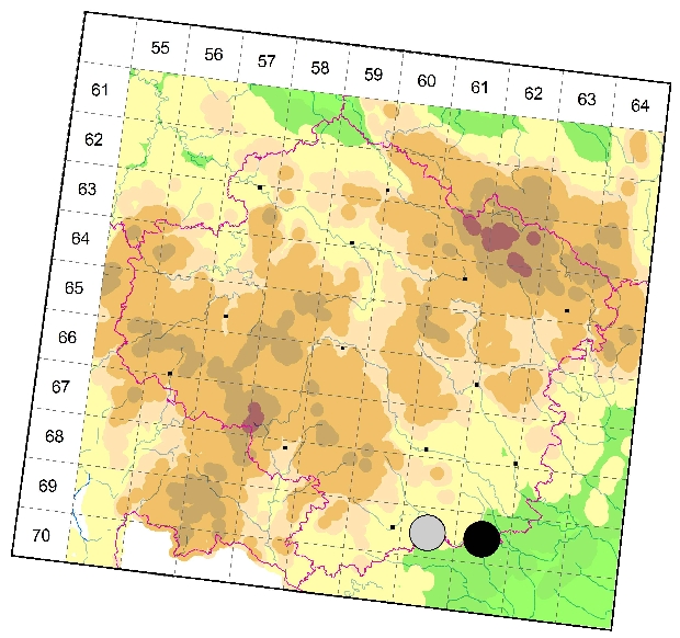 Mapa výskytu - tesařík - Glaphyra marmottani