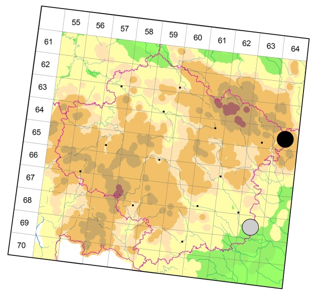 Mapa výskytu - střevlíček - Harpalus autumnalis