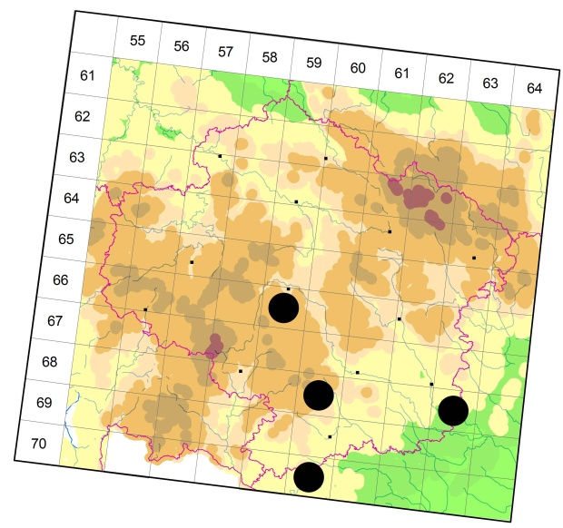 Mapa výskytu - střevlíček - Harpalus calceatus