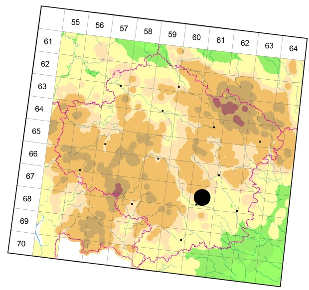 Mapa výskytu - střevlíček - Harpalus modestus