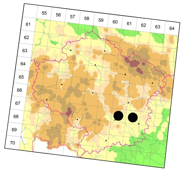 Mapa výskytu - střevlíček - Harpalus xanthopus