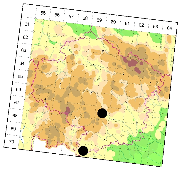 Mapa výskytu - kozlíček vrbový - Lamia textor