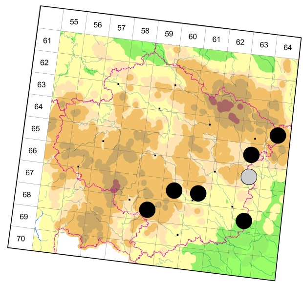 Mapa výskytu - střevlíček - Lebia cruxminor
