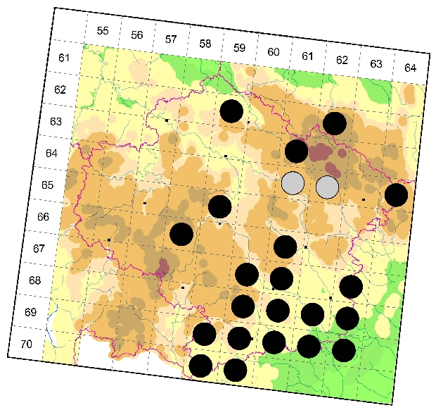 Mapa výskytu - kozlíček - Leiopus nebulosus