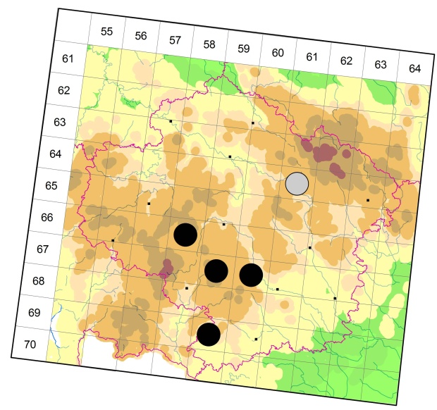 Mapa výskytu - střevlíček - Leistus terminatus