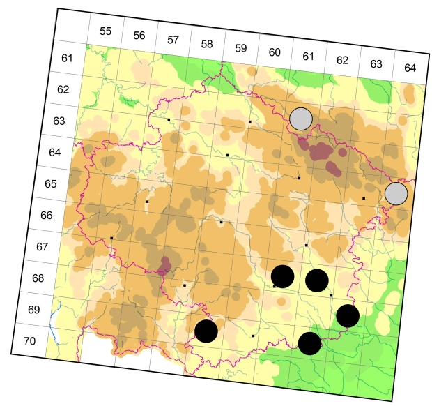 Mapa výskytu - střevlíček - Licinus depressus