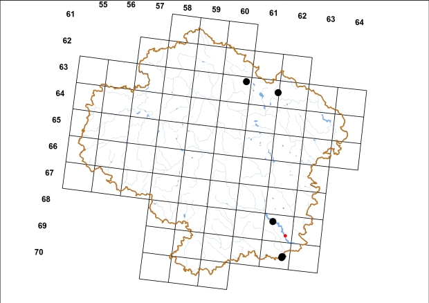 Mapa výskytu - řasnatka břichatá - Macrogastra ventricosa