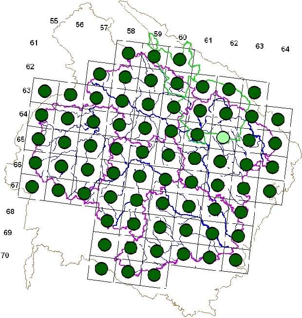 Mapa výskytu - konipas horský - Motacilla cinerea