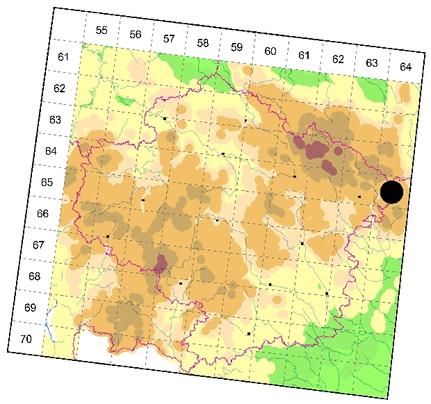 Mapa výskytu - kozlíček - Oberea erythrocephala