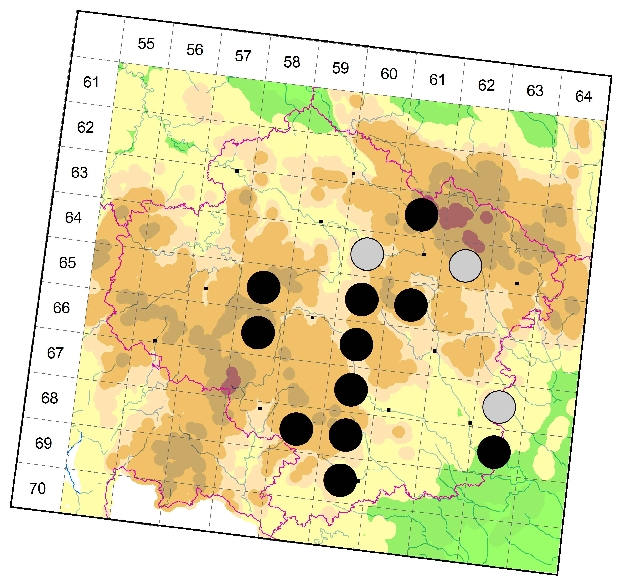 Mapa výskytu - kozlíček dvojtečný - Oberea oculata