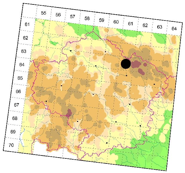 Mapa výskytu - tesařík - Obrium cantharinum