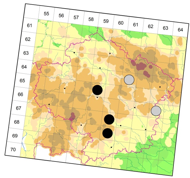 Mapa výskytu - střevlíček - Panagaeus cruxmajor