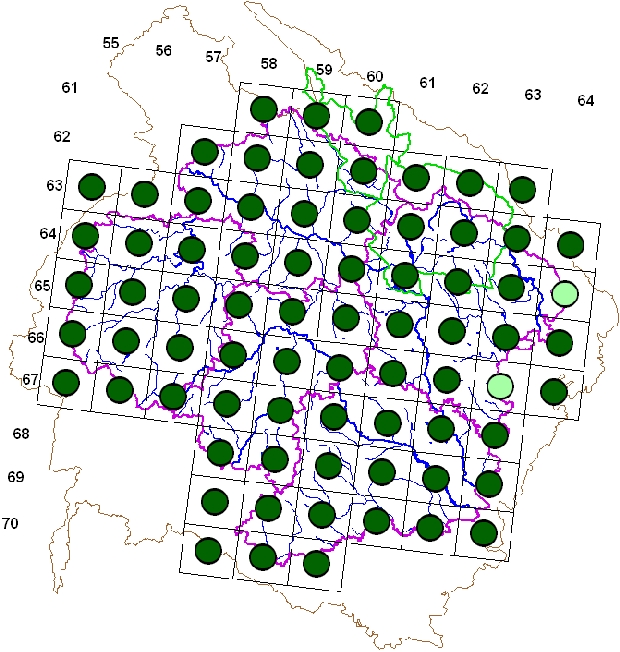 Mapa výskytu - vrabec domácí - Passer domesticus