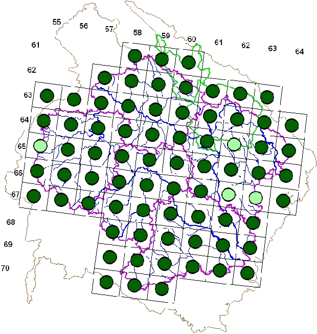 Mapa výskytu - vrabec polní - Passer montanus