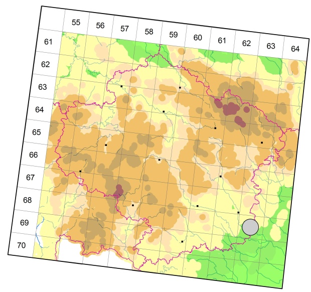 Mapa výskytu - střevlíček - Perileptus areolatus