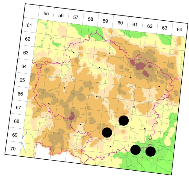 Mapa výskytu - střevlíček - Philorhizus crucifer