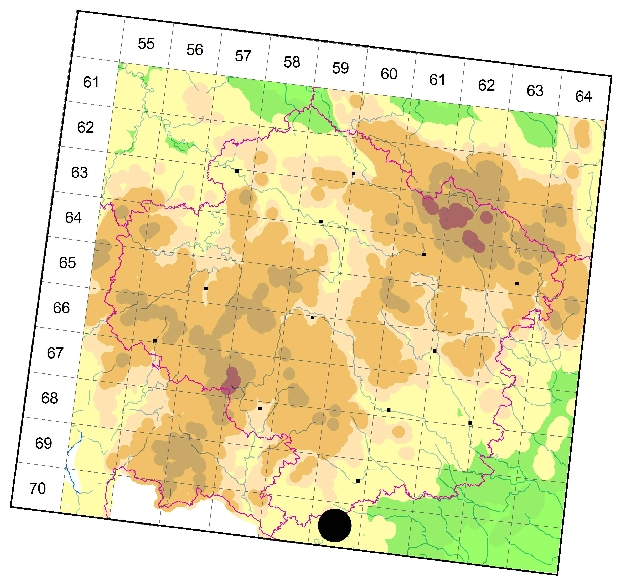 Mapa výskytu - kozlíček - Phytoecia nigricornis